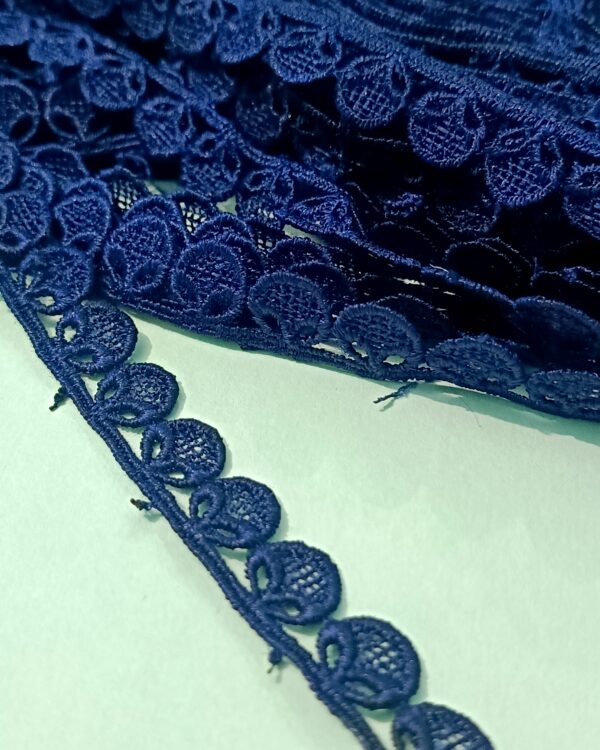 Navy Blue Royal Petal Eyelet Lace - 10 Meter