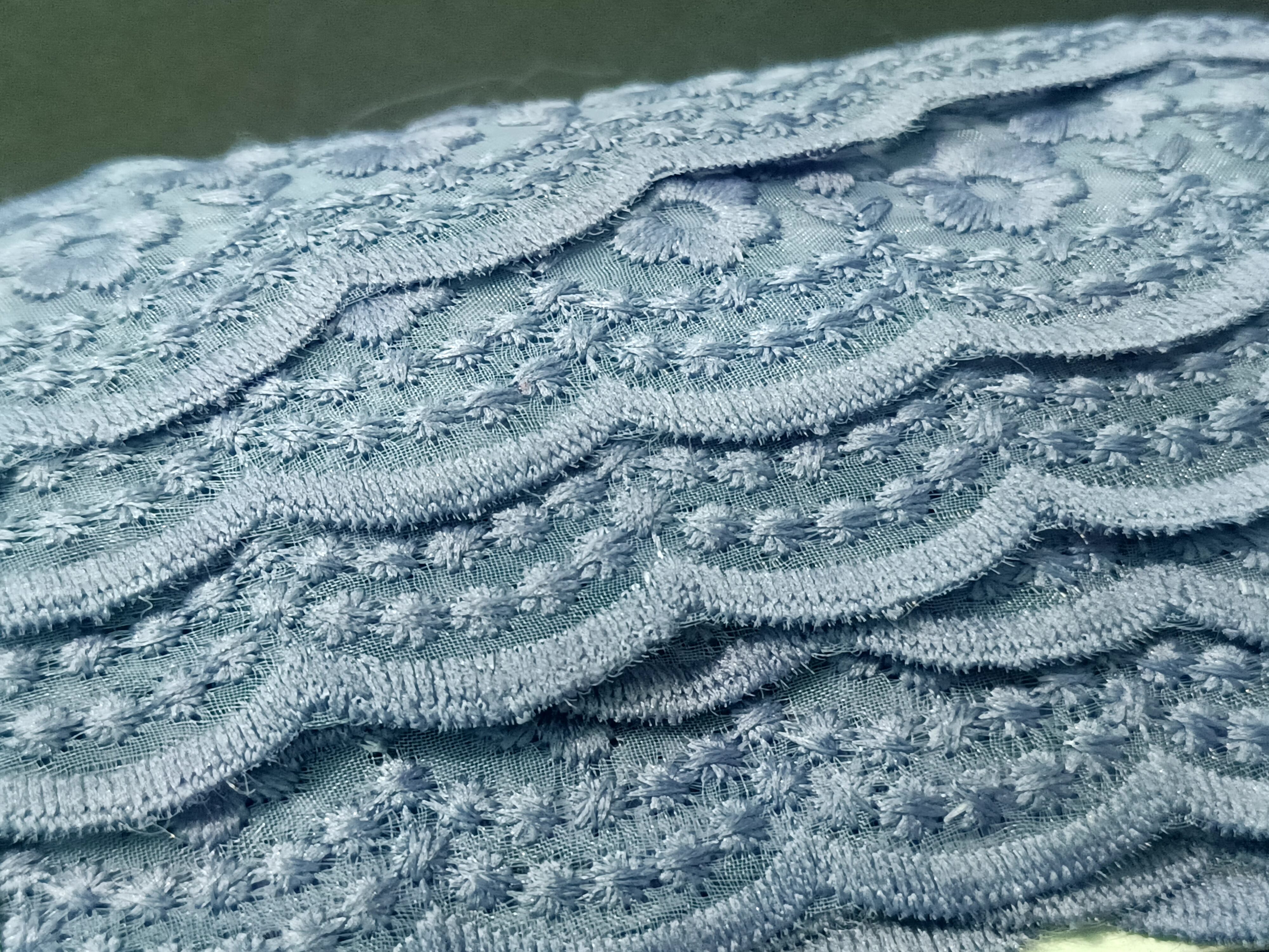 Premium Sky Blue Floral Embroidered Net Lace - 10 Meter - Image 2