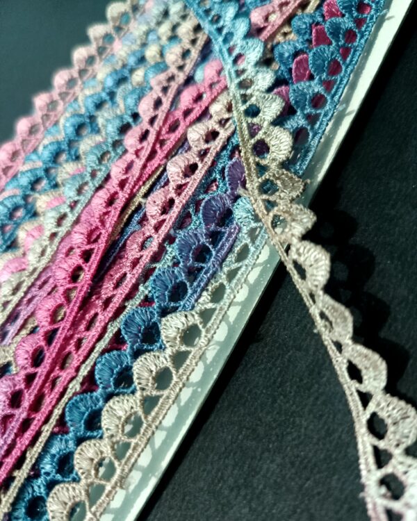 Premium Ombre Heart Scallop Embroidered Lace Trim - 10 Meter