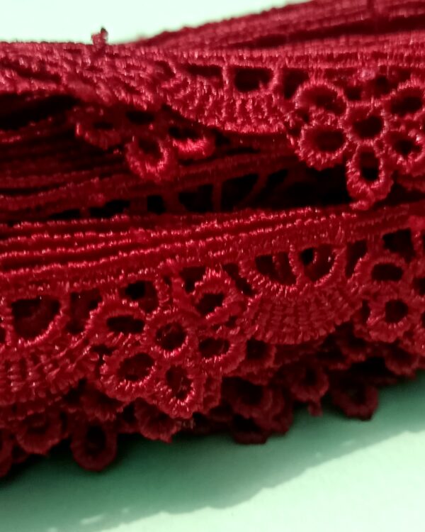 Scarlet Red Floral Crochet Lace Trim – 10 Meter