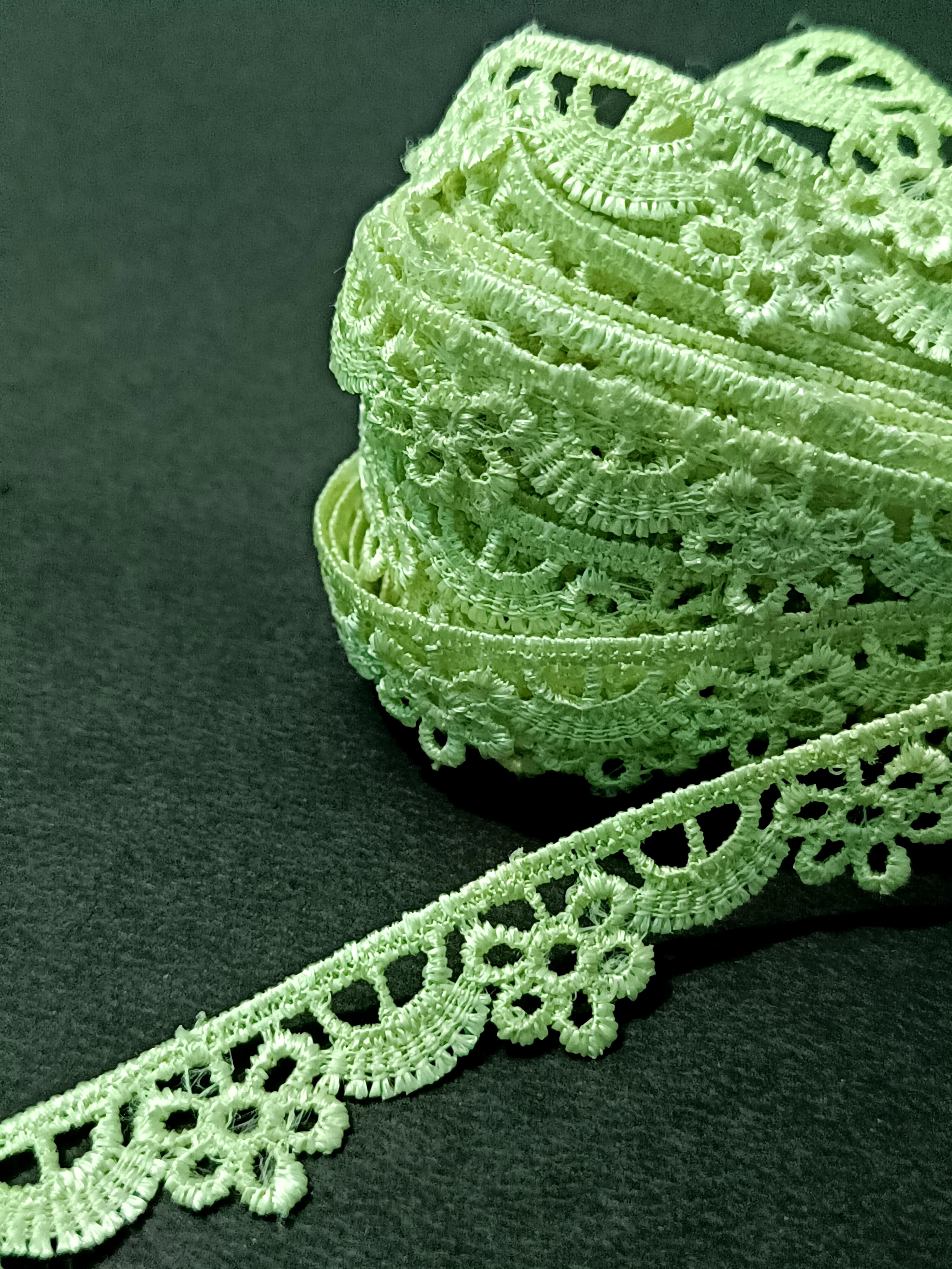 Mint Green Floral Crochet Lace Trim – 10 Meter - Image 2