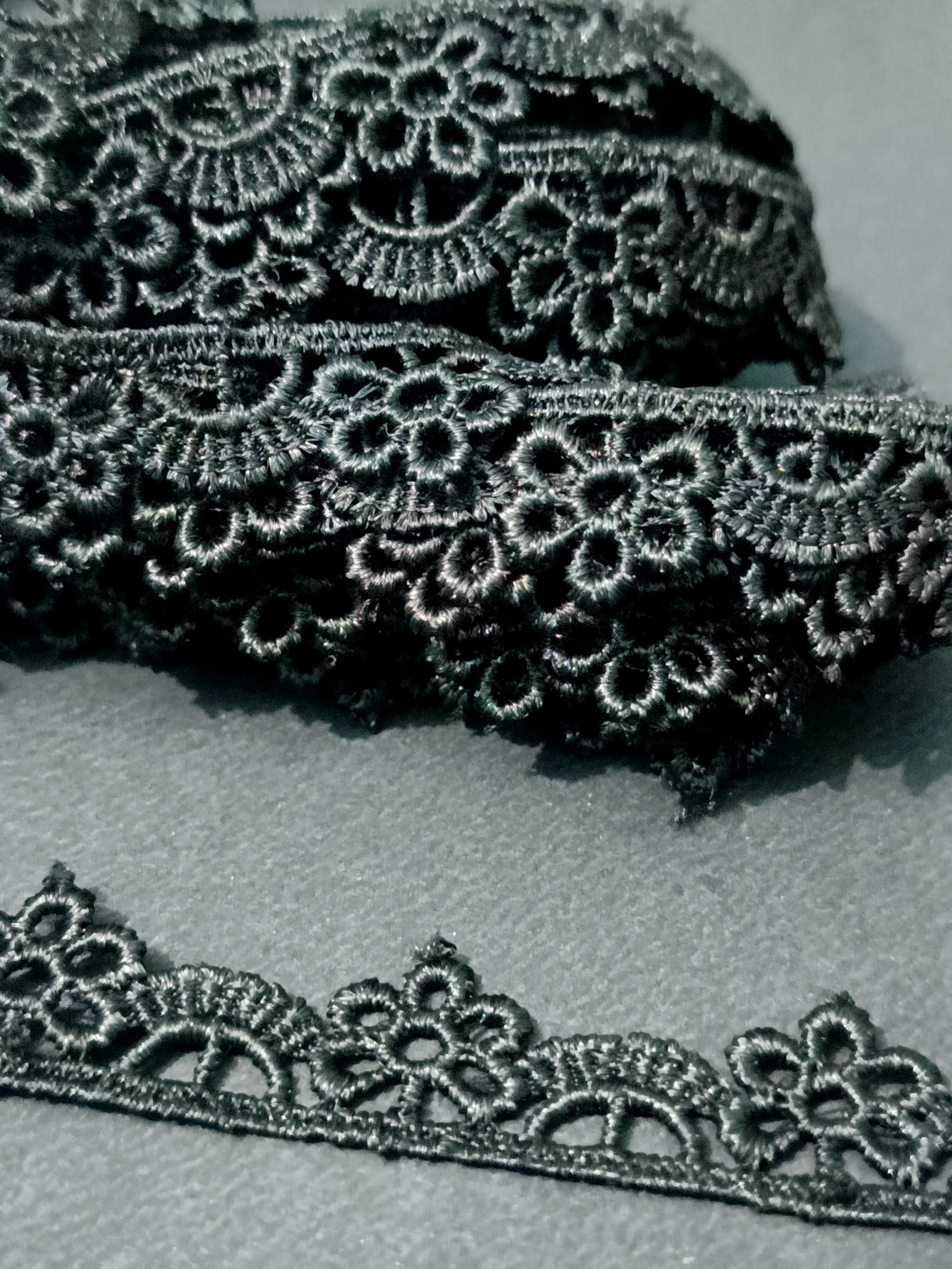 Jet Black Floral Crochet Lace Trim – 10 Meter - Image 2