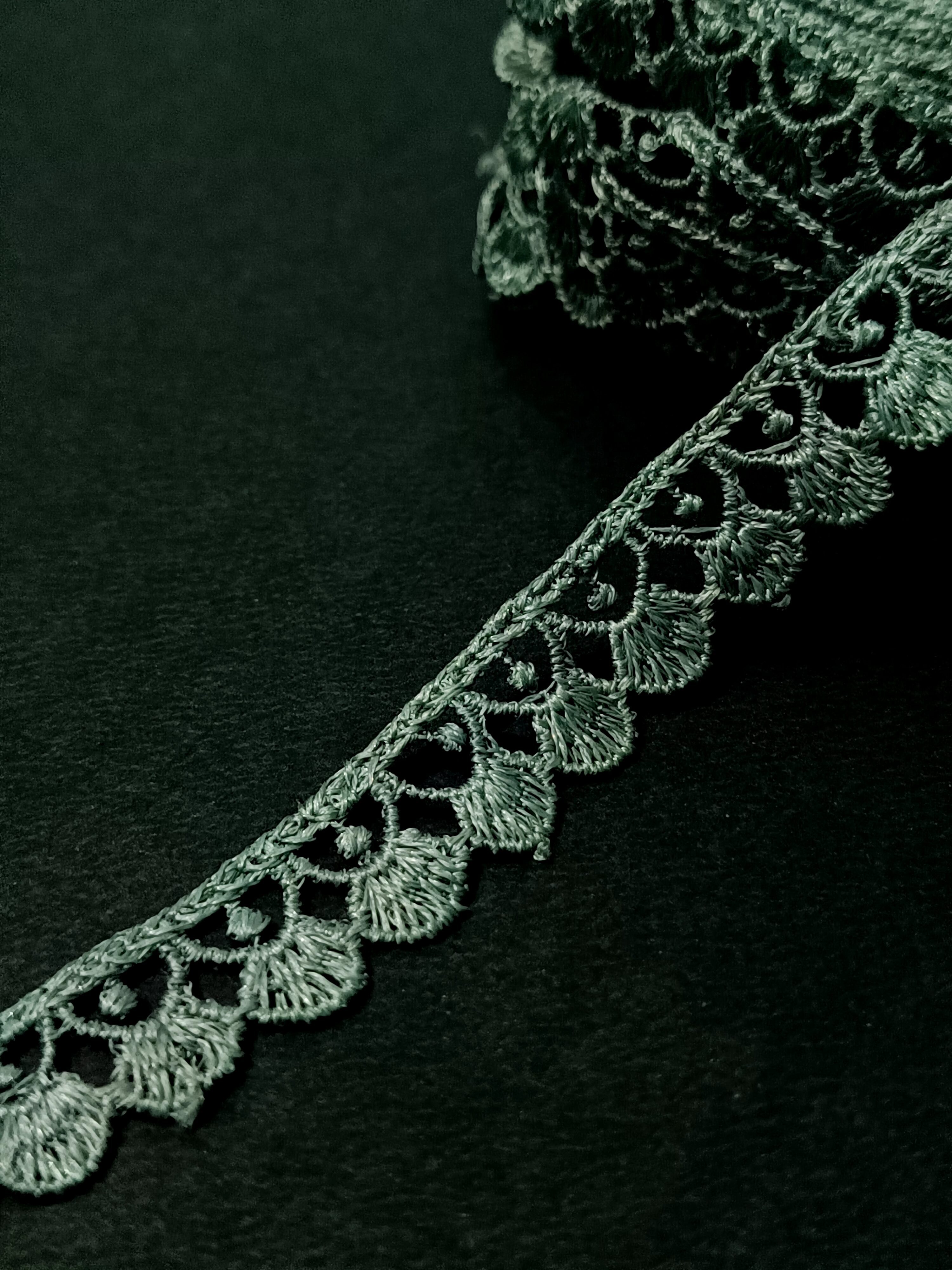 Gray Scalloped Embroidered Lace Trim – 10 Meter
