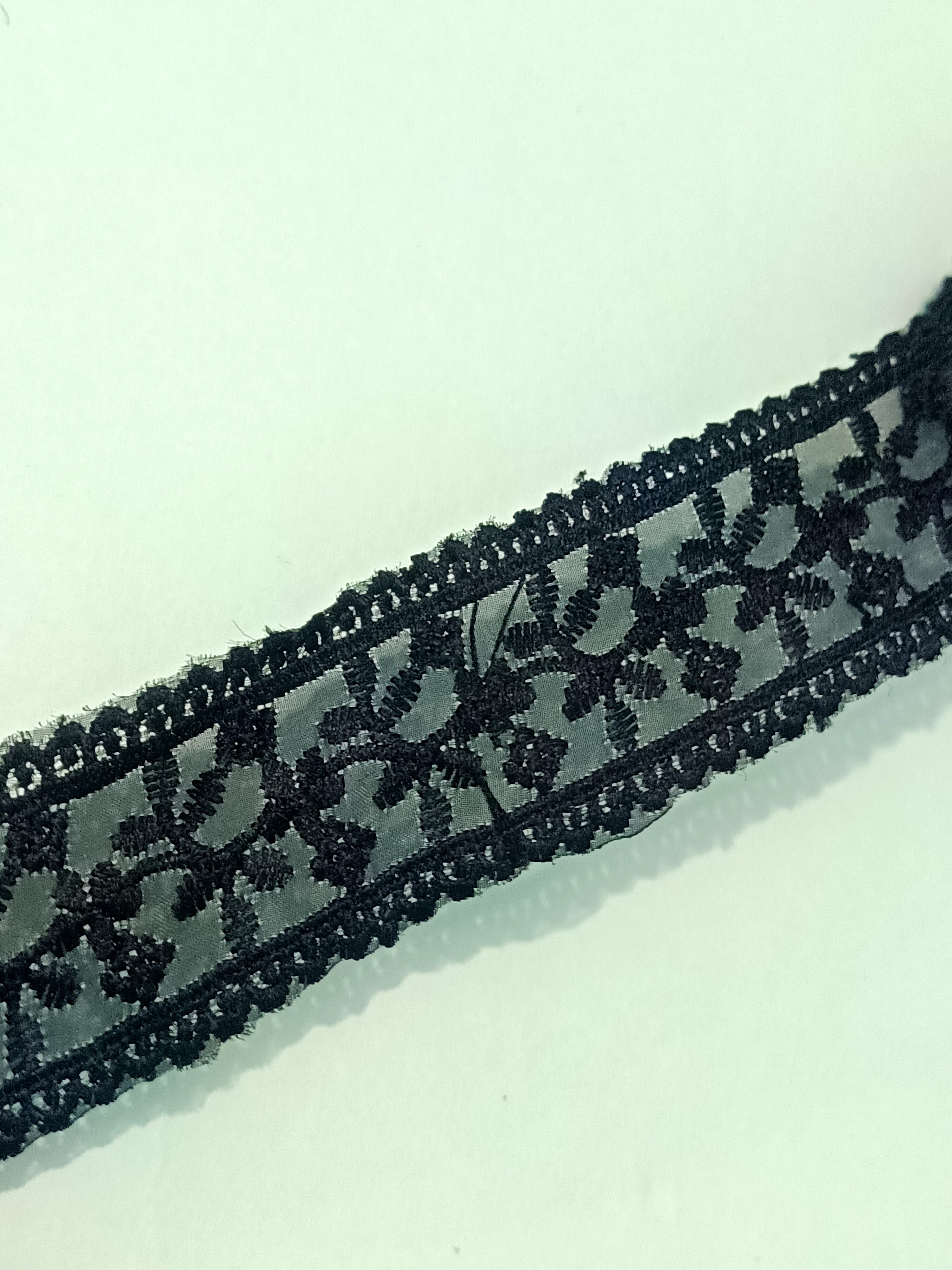 Black Floral Embroidered Mesh Lace Trim – 10 Meter