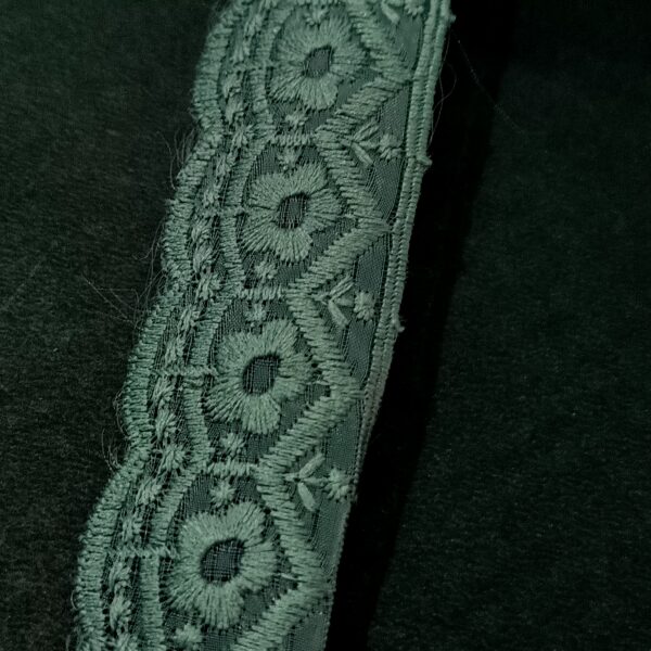 Mint Green Floral Embroidered Organza Lace Trim - 10 Meter