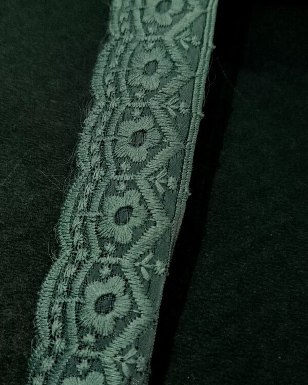 Mint Green Floral Embroidered Organza Lace Trim - 10 Meter