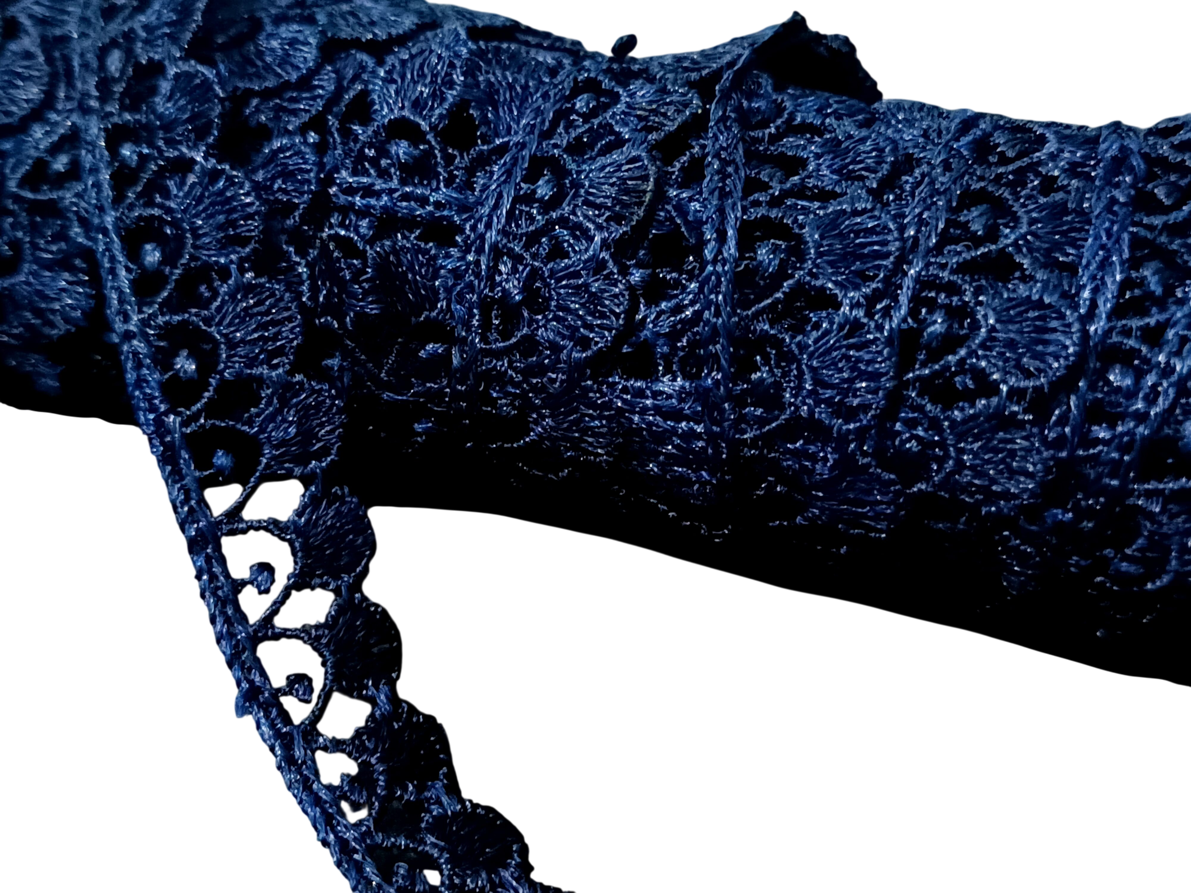 Navy Blue Scalloped Embroidered Lace Trim – 10 Meter - Image 2
