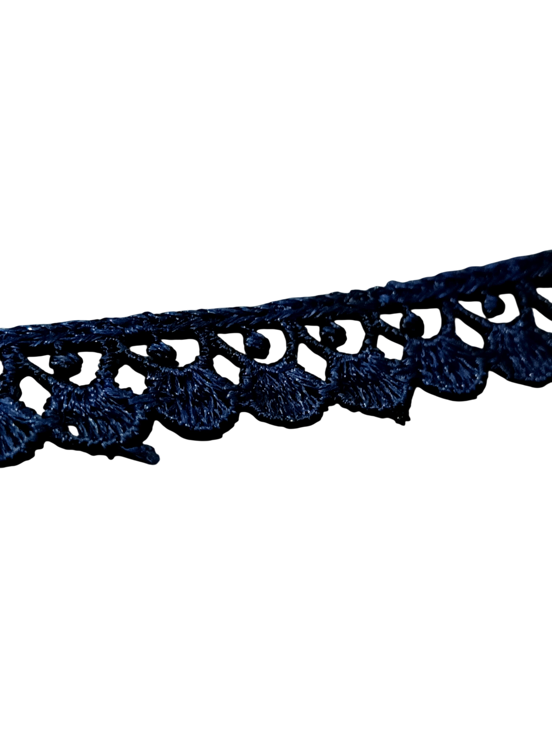 Navy Blue Scalloped Embroidered Lace Trim – 10 Meter